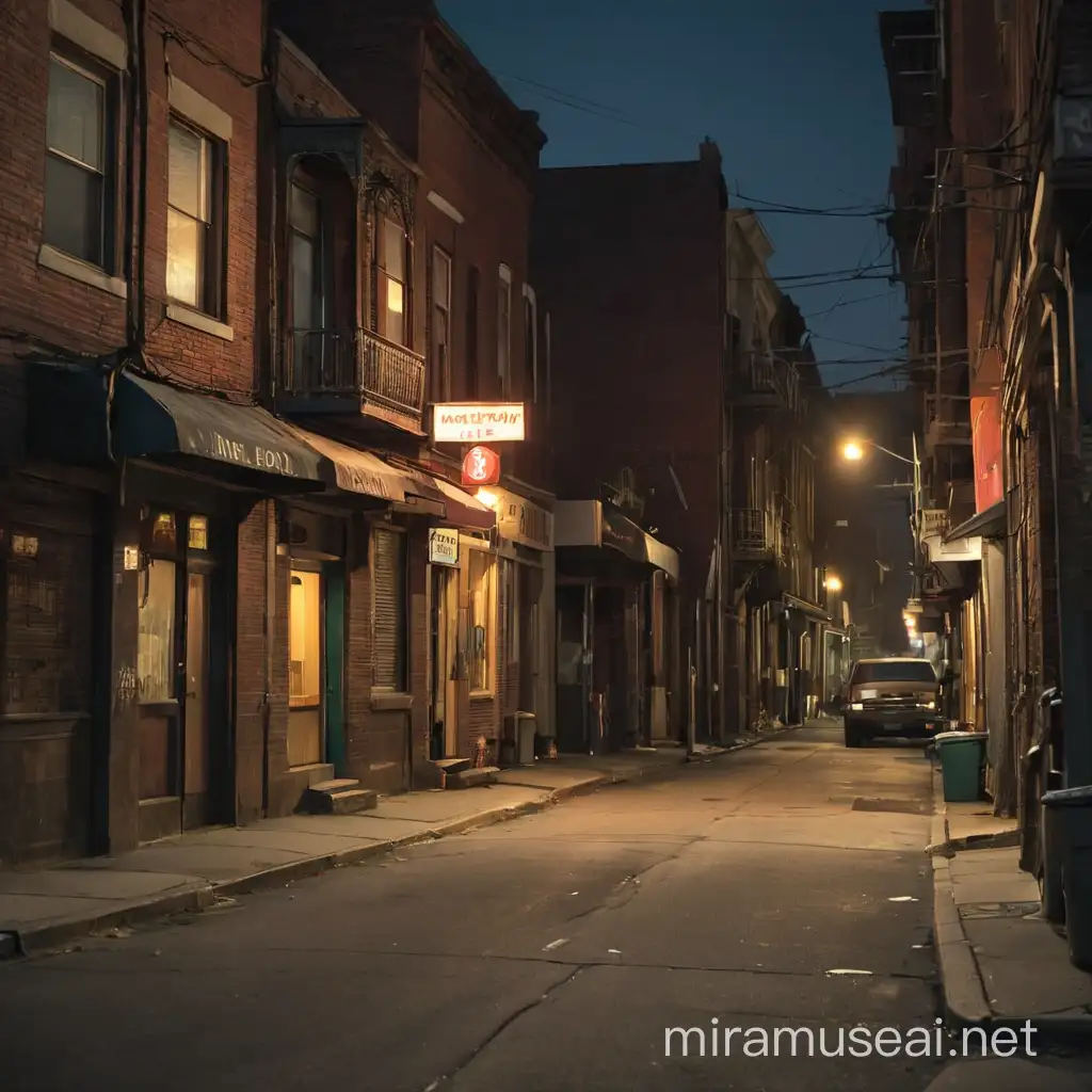 Nighttime Ambience of American Inner City with Street Prostitutes