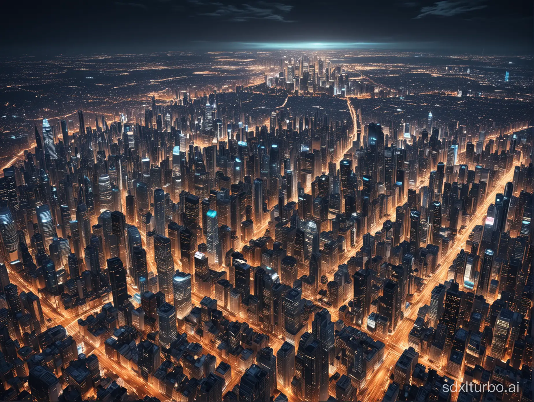 Futuristic-Cityscape-Illuminated-with-Vibrant-Lights