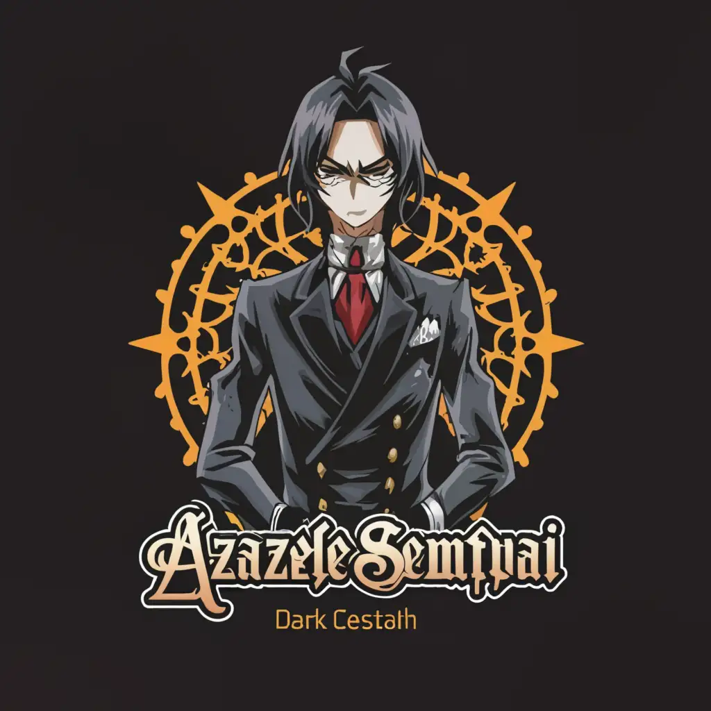 a logo design,with the text "AZAZELE_SEMPAi", main symbol:anime dark butler Cебастьян,complex,be used in Internet industry,clear background