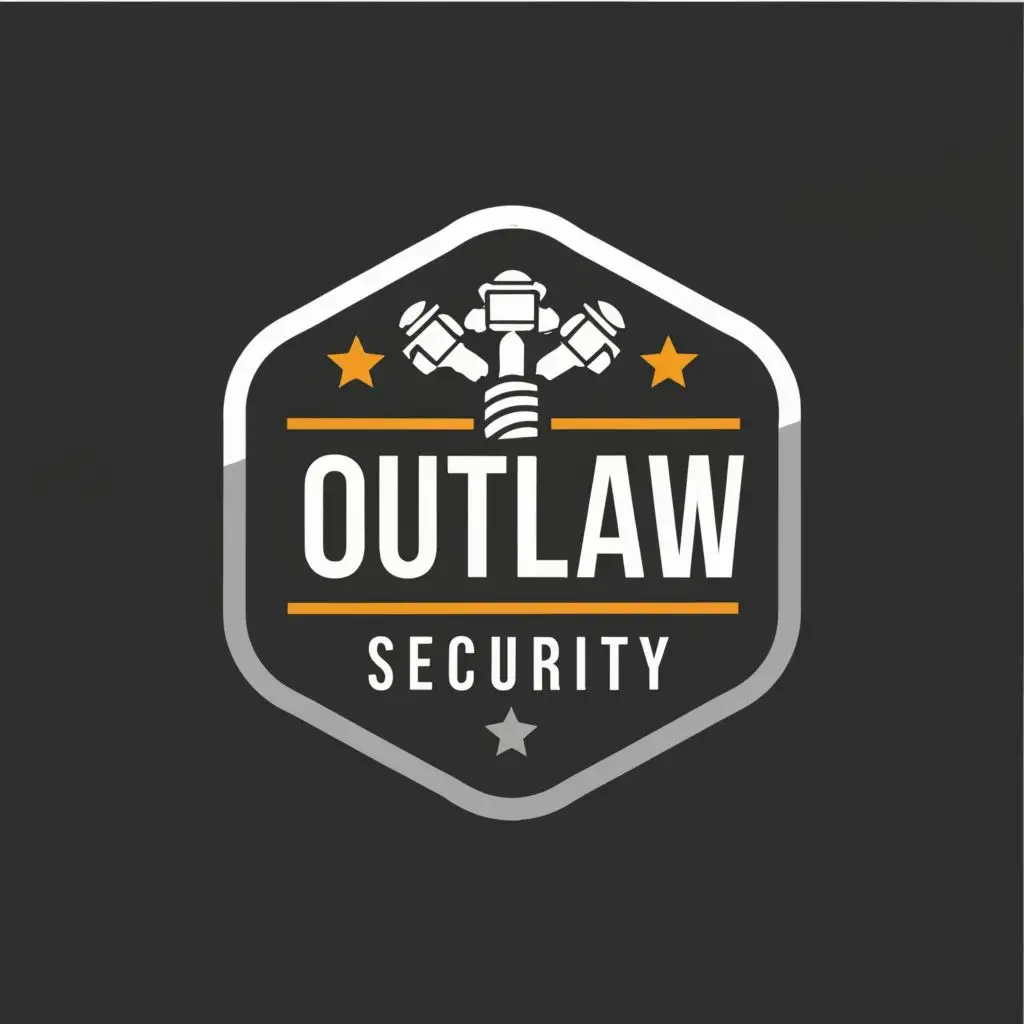 logo, Screw
Black
Grey
Hexagon
, with the text "OUTLAW SECURITY", typography, be used in Legal industry