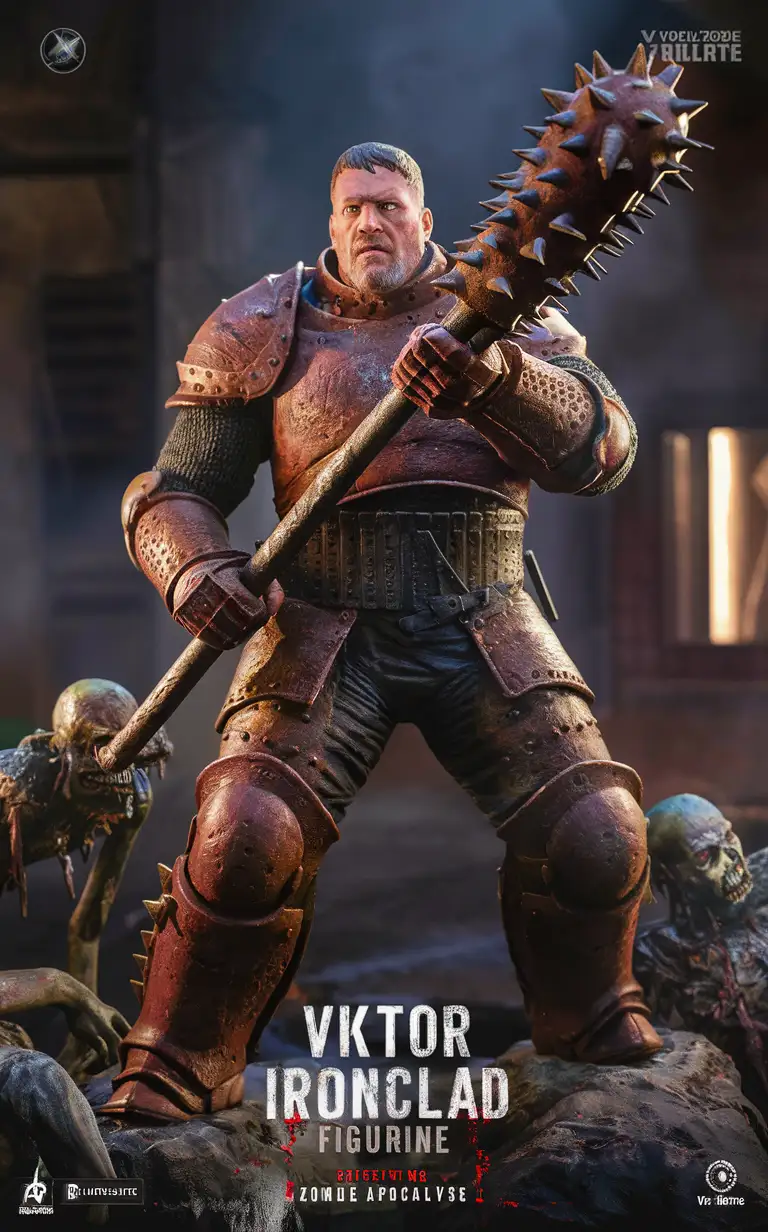 Viktor Ironclad Figurine Towering Hero in Rusty Armor with Spiked Club ...