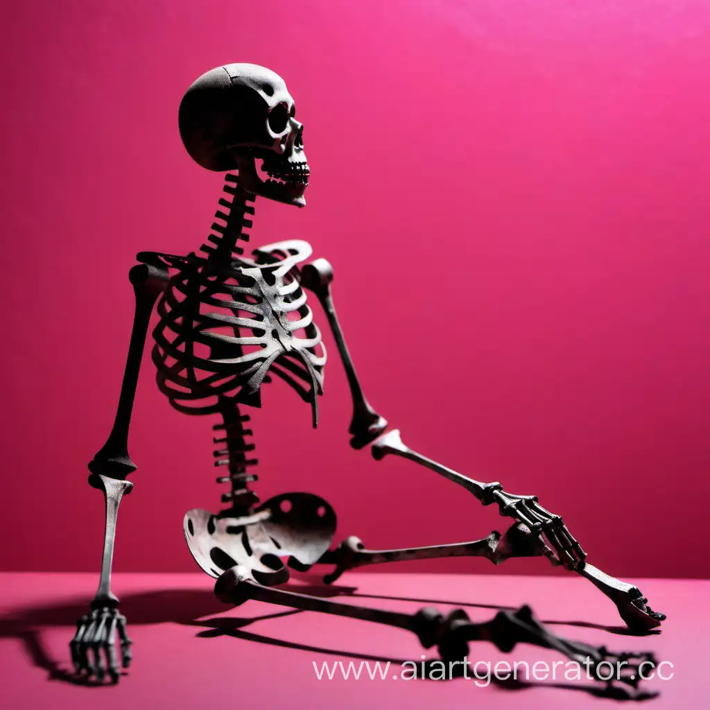 Lonely-Metal-Skeleton-Sitting-on-BlackPink-Background