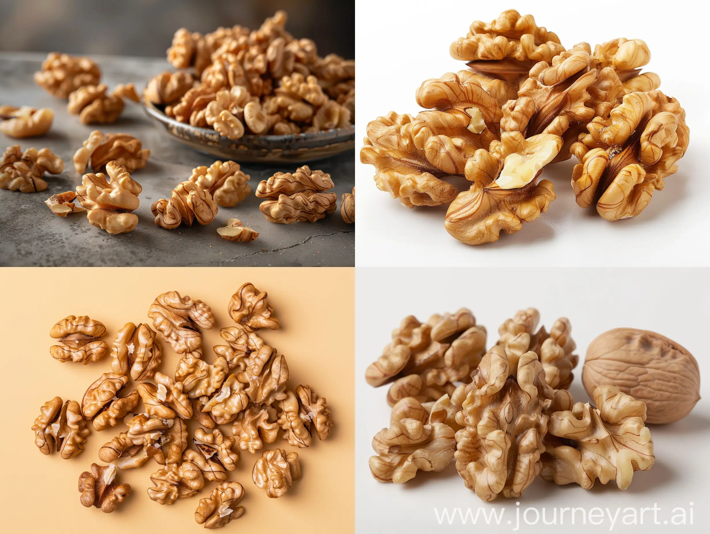 Studio photography of walnut kernels