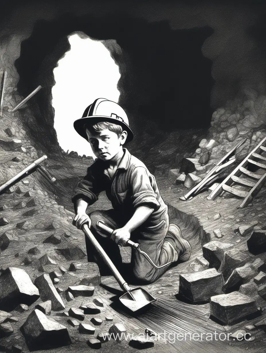 steve digging coal in a mine drawing of a child
