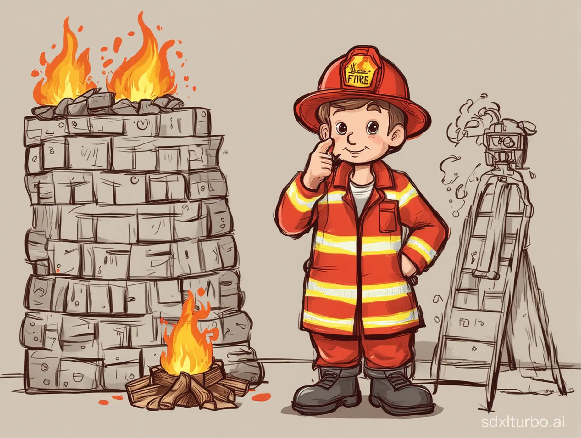 Cartoon-Drawing-of-Fire-Safety-Theme