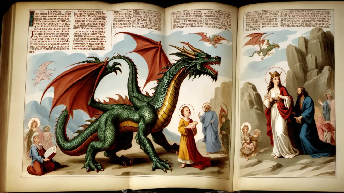 Biblical Tale Woman Child and Dragon in Captivating Imagery