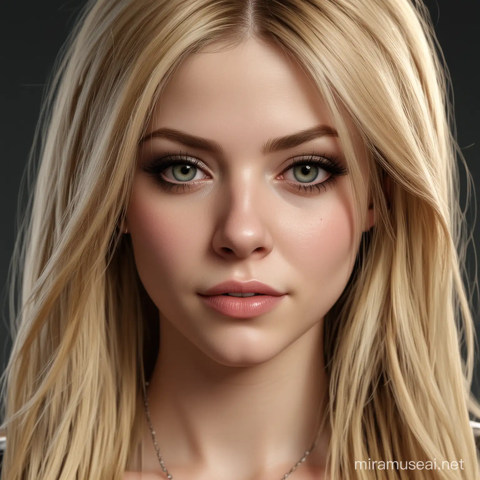 Avril Lavigne Inspired Realistic Portrait with Dynamic Pose and Detailed Textures