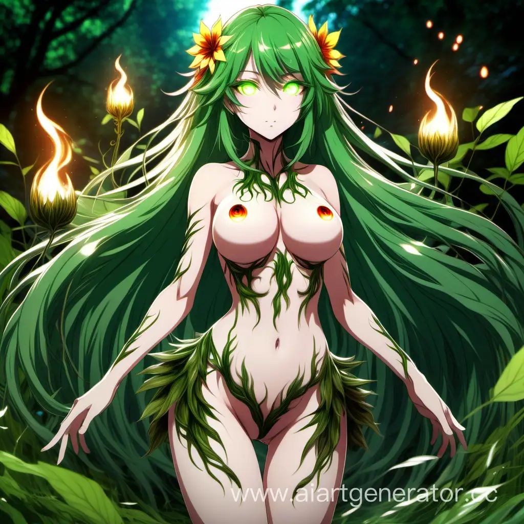 Enchanting-Anime-Girl-with-Glowing-Green-Eyes-and-PlantLike-Attire-Holding-Green-Flame