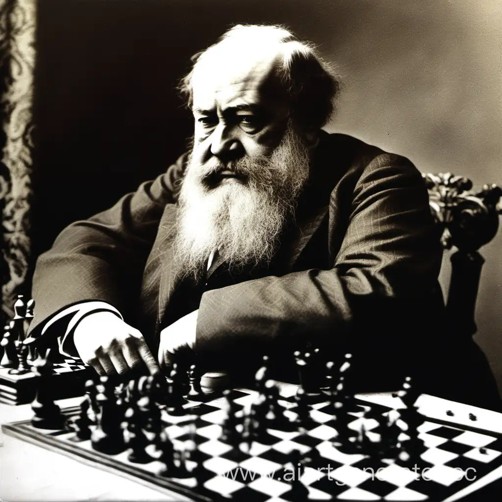 Chess-Grandmaster-Wilhelm-Steinitz-Engages-in-Intense-Strategic-Battle