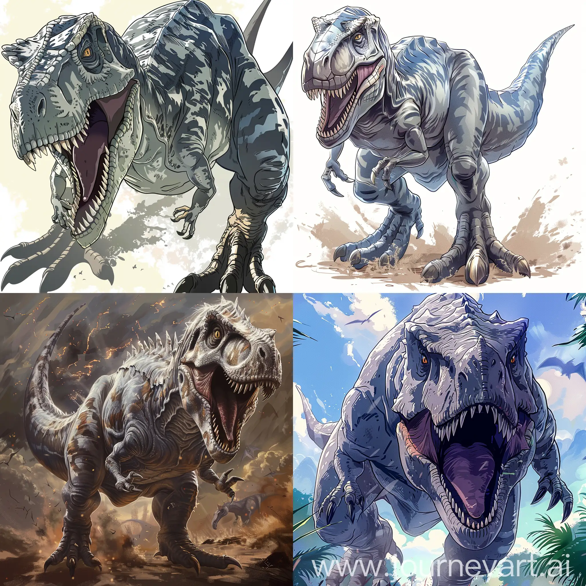 AnimeStyle-Terrifying-Giant-Silver-Tyrannosaurus