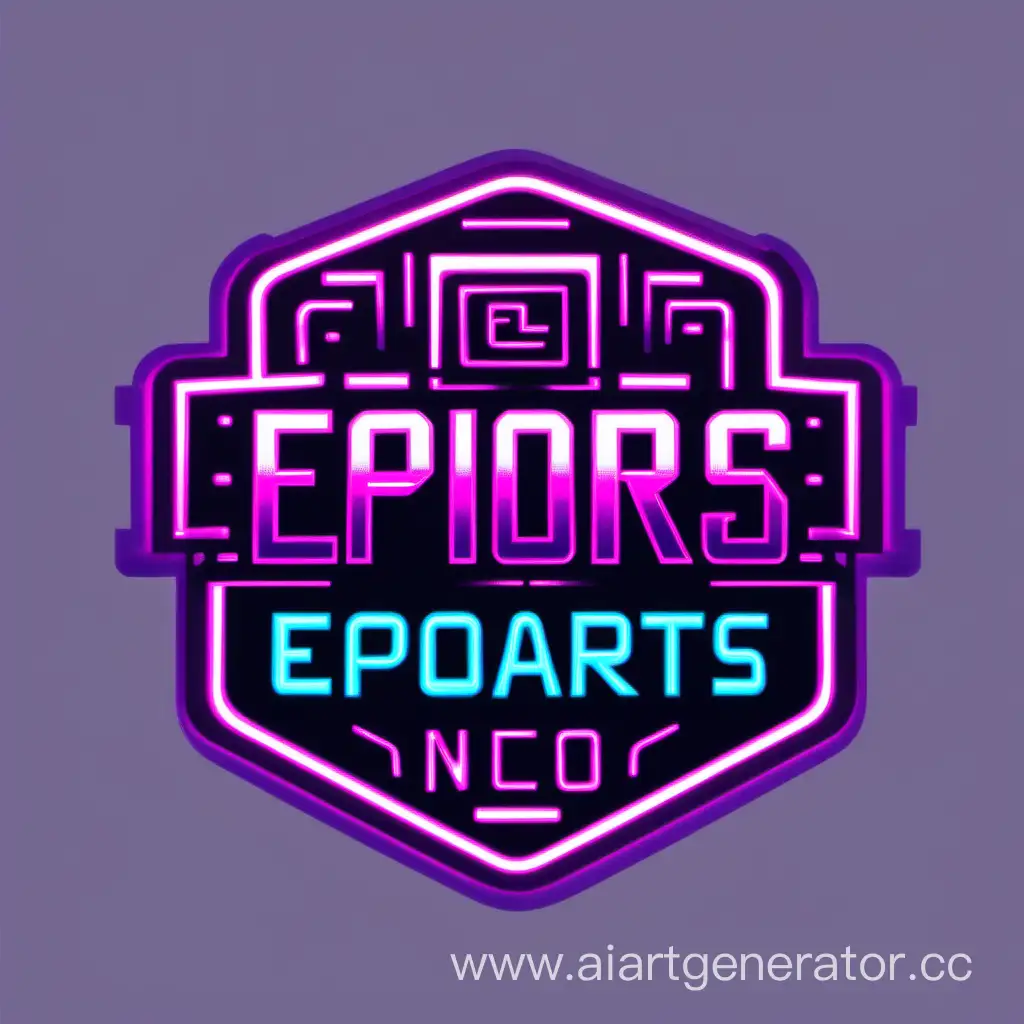 Логотип объединяющий киберспорт, спорт и программирование 
в неоновых цветах