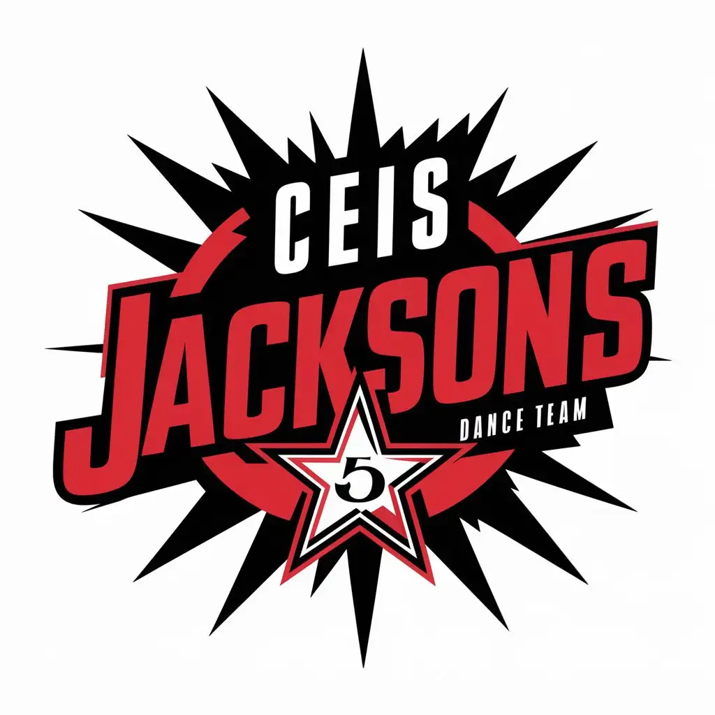 CEIS Jacksons Dance Team Logo Old School HipHop Black and Red with Star