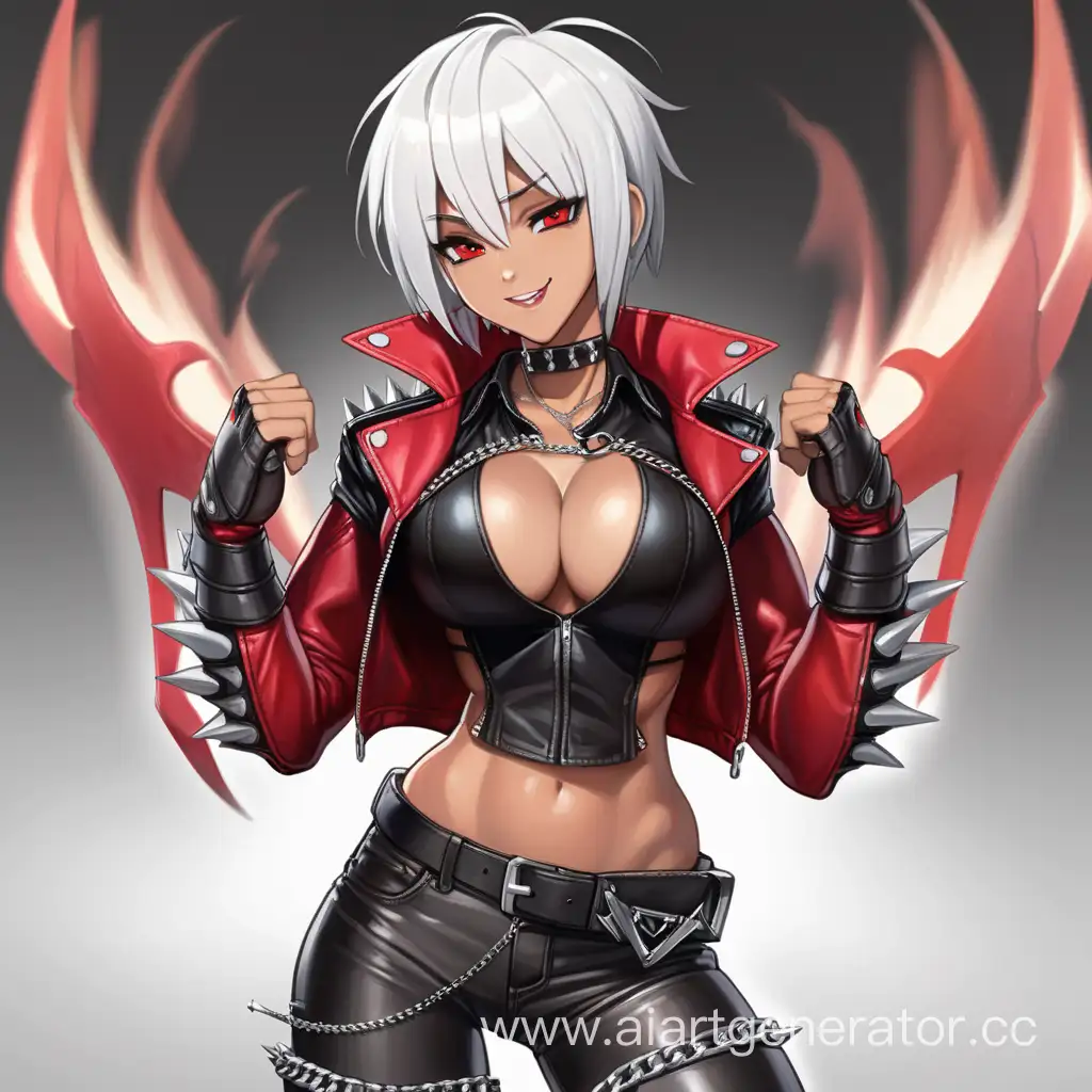 Dragonoid-Woman-in-Stylish-Red-Leather-and-Chains