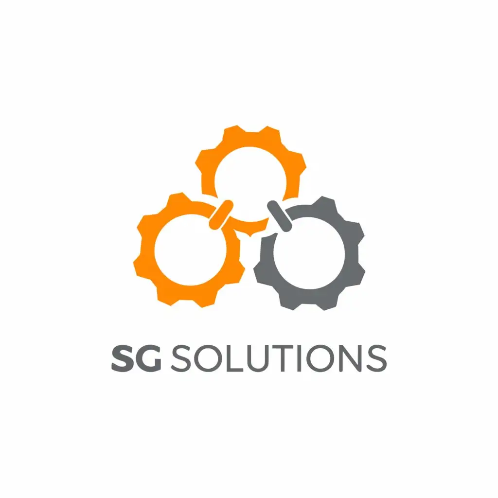 a logo design,with the text "SGSolutions", main symbol:3 Gears,Minimalistic,be used in Technology industry,clear background