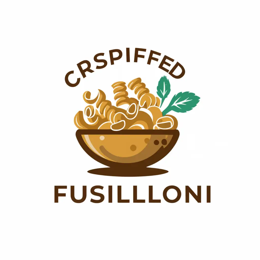 a logo design,with the text 'Crispified Fusilloni', main symbol:Fusilli in the bowl,Moderate,clear background