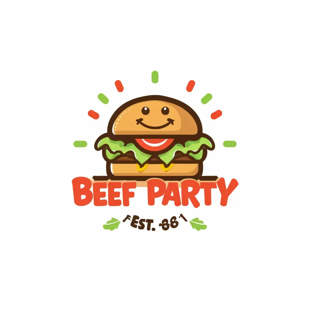 a logo design,with the text "Beef party", main symbol:Burger,Moderate,be used in Restaurant industry,clear background
