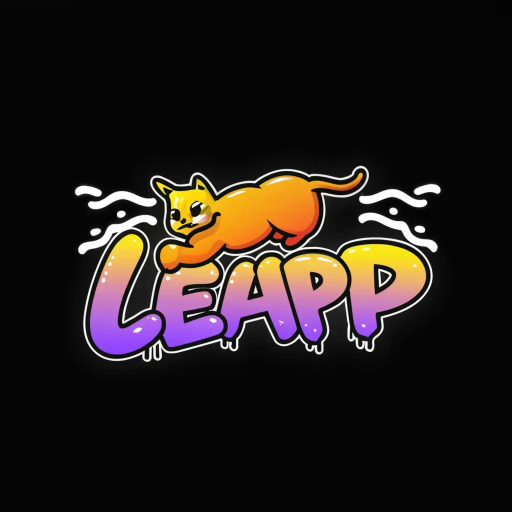 LOGO-Design-For-Cat-Leap-GraffitiInspired-Logo-with-Moderate-Style-and-Clear-Background