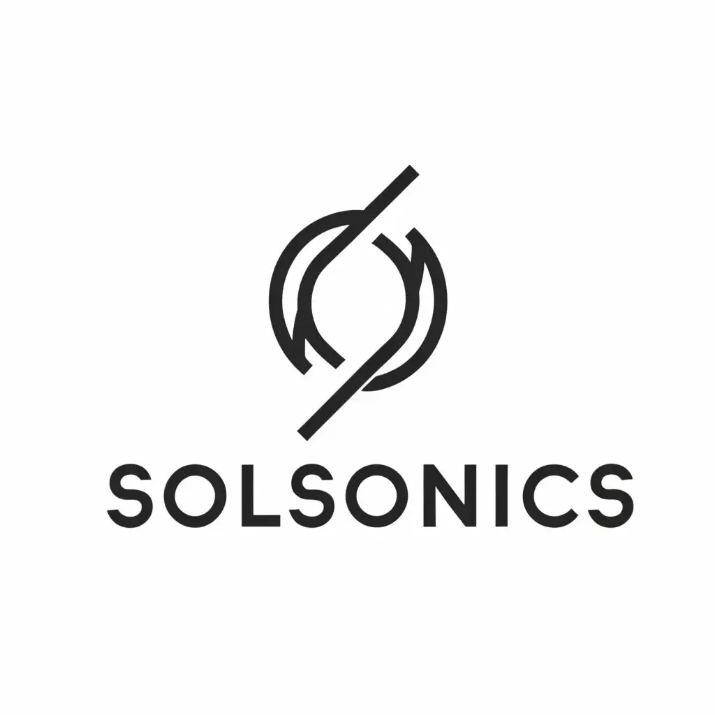 a logo design,with the text "SOLSONICS", main symbol:Minimalistic design with circle and lines,Minimalistic,be used in Entertainment industry,clear background