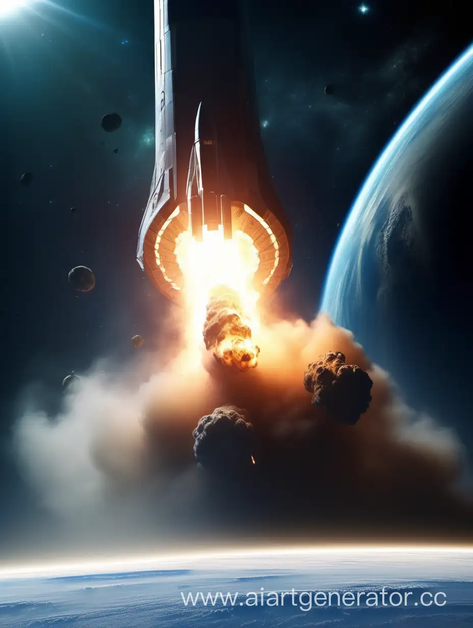 Spaceship-Crash-into-Gaseous-Atmospheric-Tail-of-Planet