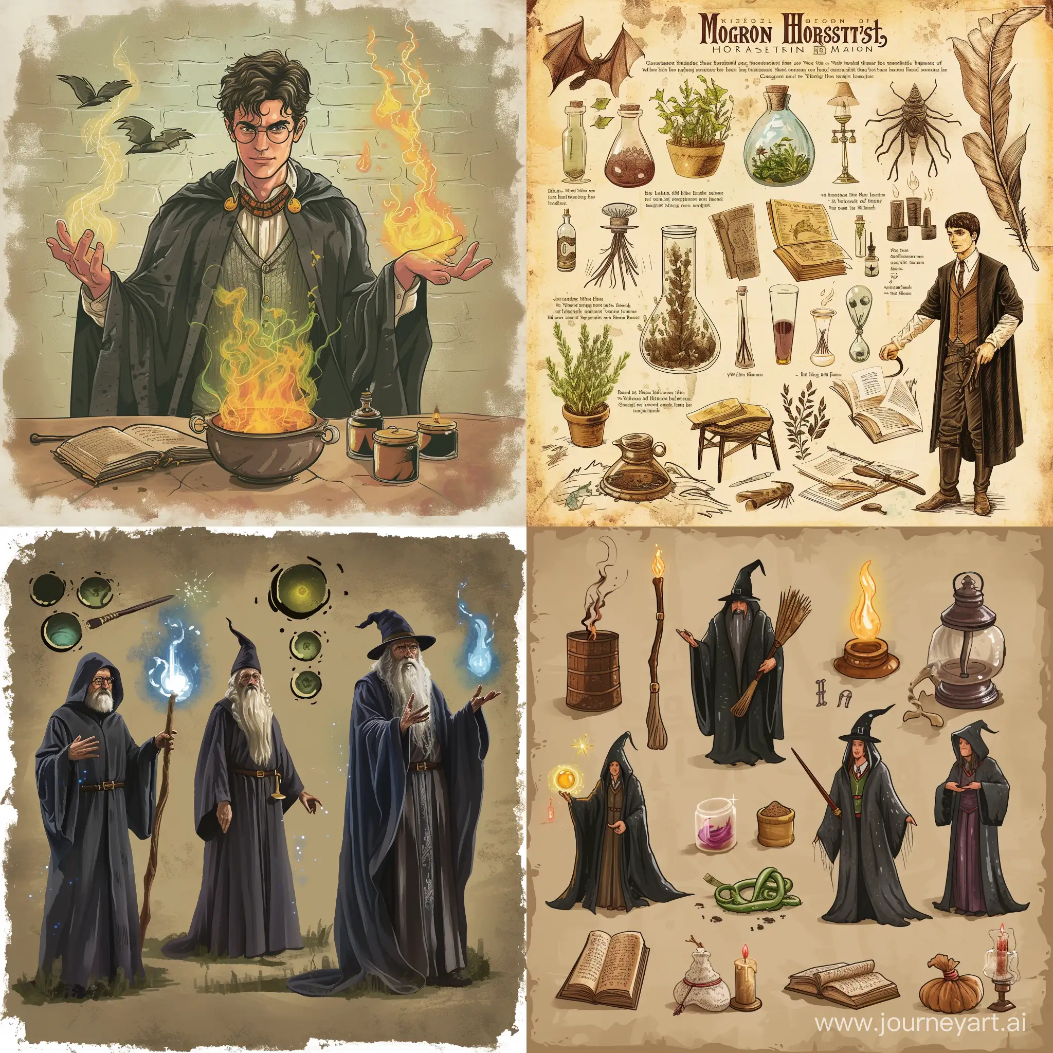 Diverse-Characters-Experiencing-Magic-at-Hogwarts-in-a-Square-Composition