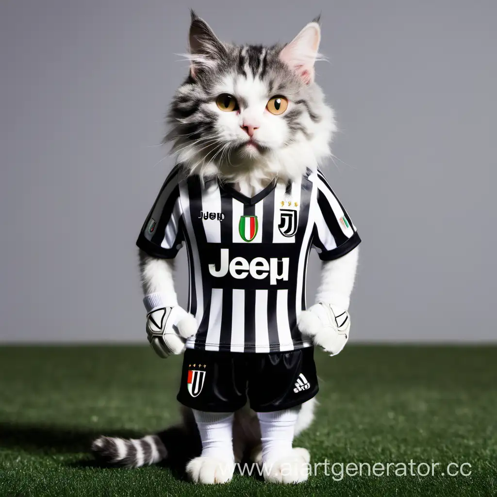Cat-Wearing-Juventus-Football-Kit-Playing-with-Soccer-Ball