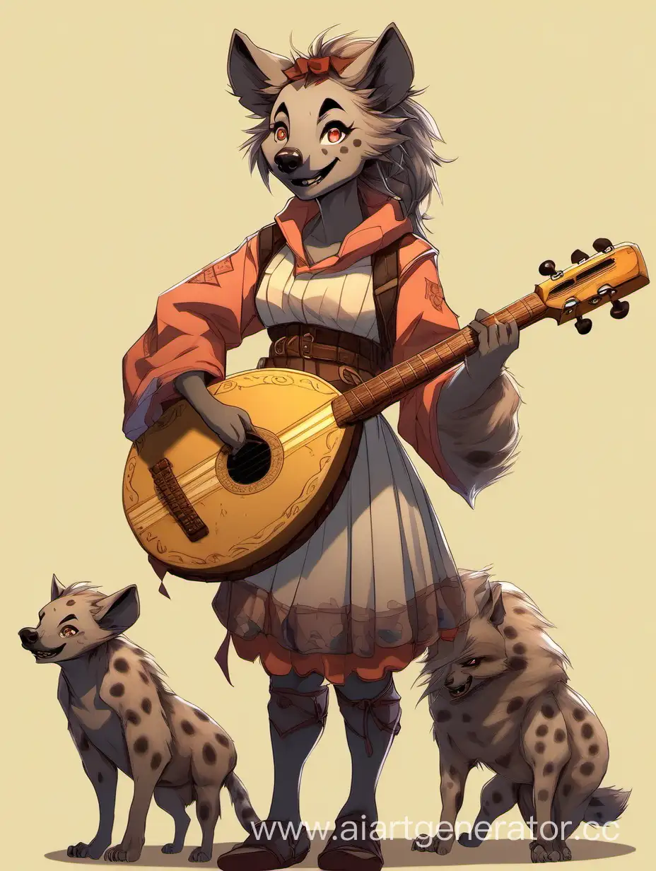 Cheerful-Hyena-Bard-Girl-Playing-Lute-Full-Body-Portrait