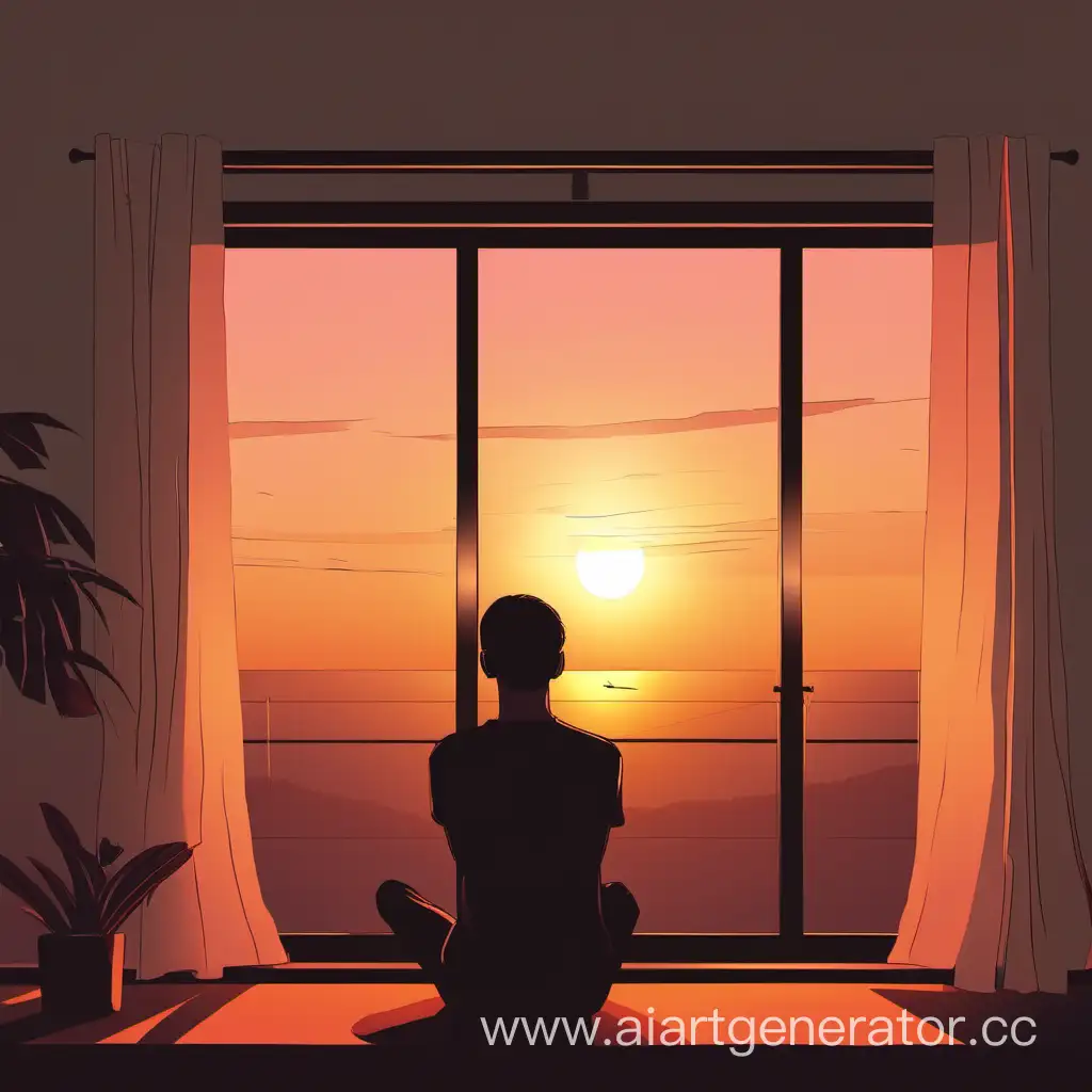 Contemplative-Individual-Admiring-Serene-Sunset-from-Home