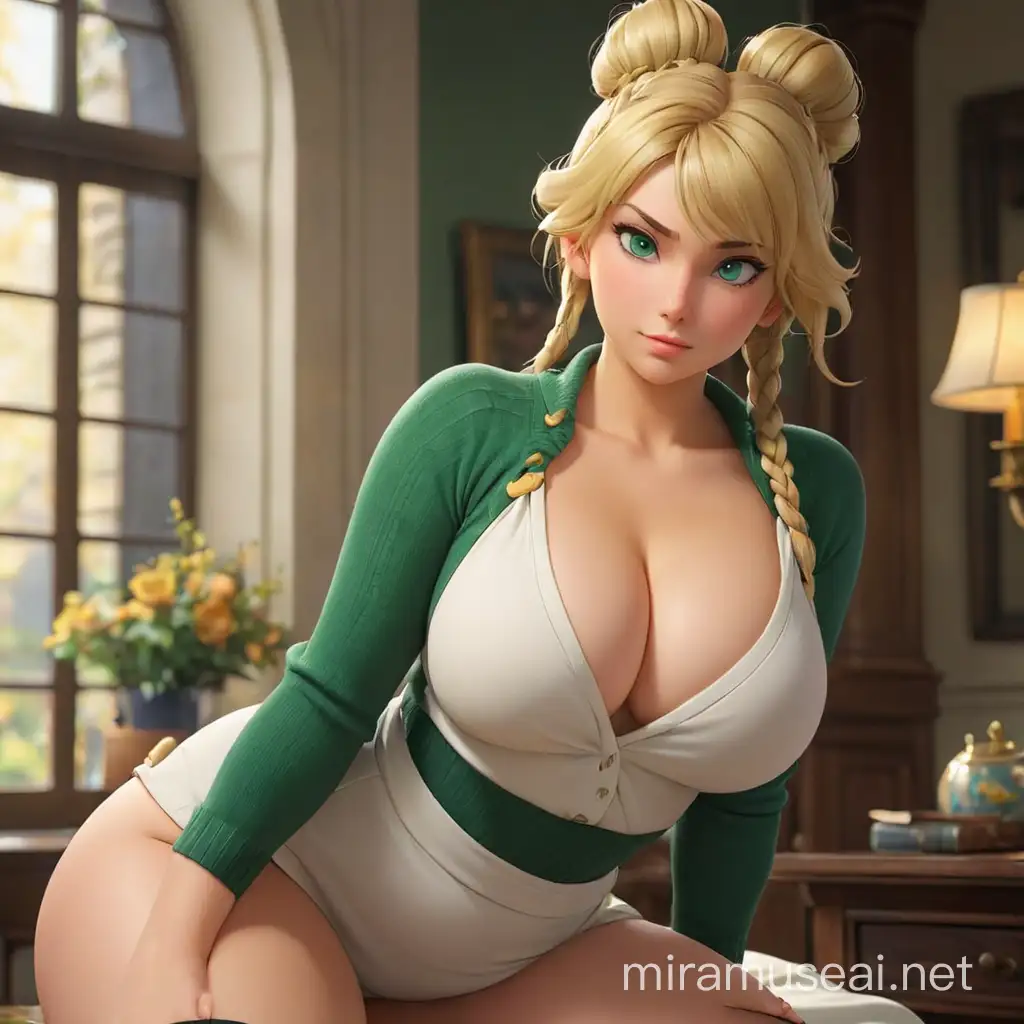 sweater, tight sweater, stretched out sweater, form-fitting sweater, slut, slutty, whore, masterpiece, best face, best quality, [[blonde]], [[blonde hair]], [[huge breasts]], [[massive breasts]], [[gigantic breasts]], [[colossal breasts]], [[thick thighs]], [[manyuu]], [[chounyuu]], [[bakunyuu]], [[huge ass]], [[well-endowed]], [[buxom]], [[voluptuous]], [[curvy]], Arturia, Artoria, Saber, Artoria Pendragon, Arturia Pendragon, green eyes, braided hair bun on back of head, elegant, bimbo, thick thighs, [[massive thighs]], [[gigantic thighs]], [[hyper thighs]],  flirting, flirty, come hither, seducing, seduction