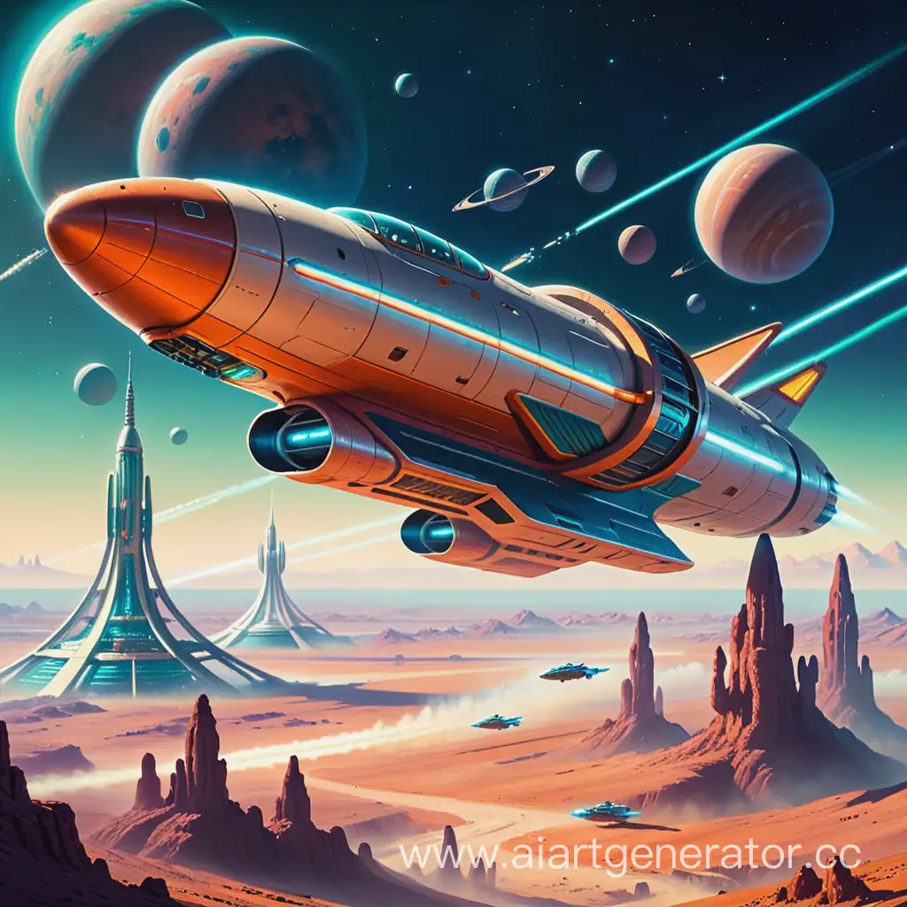 RetroFuturistic-Spaceship-Exploring-Galactic-Frontiers