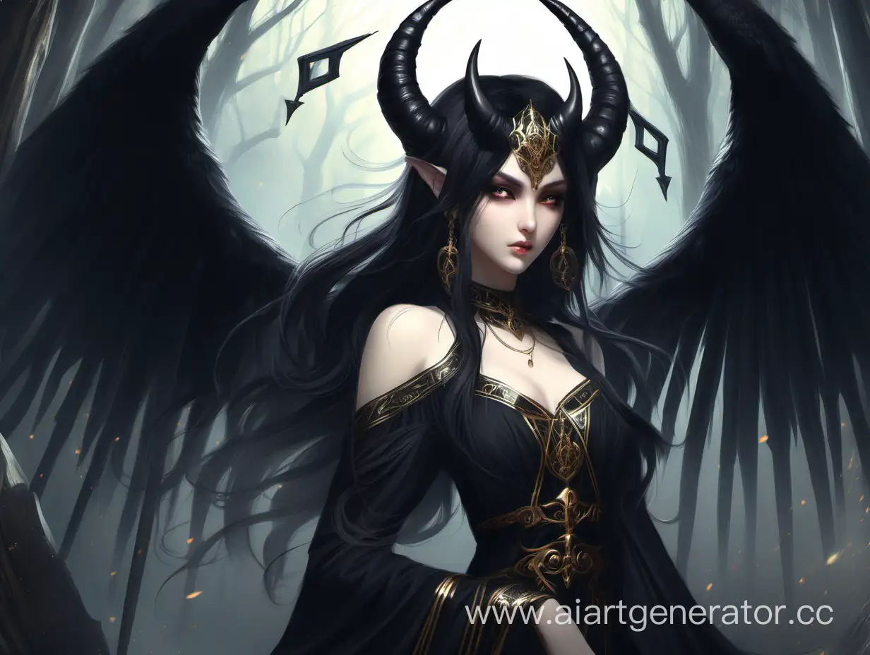 Enchanting-Priestess-with-Black-Wings-and-Horns-in-High-Definition