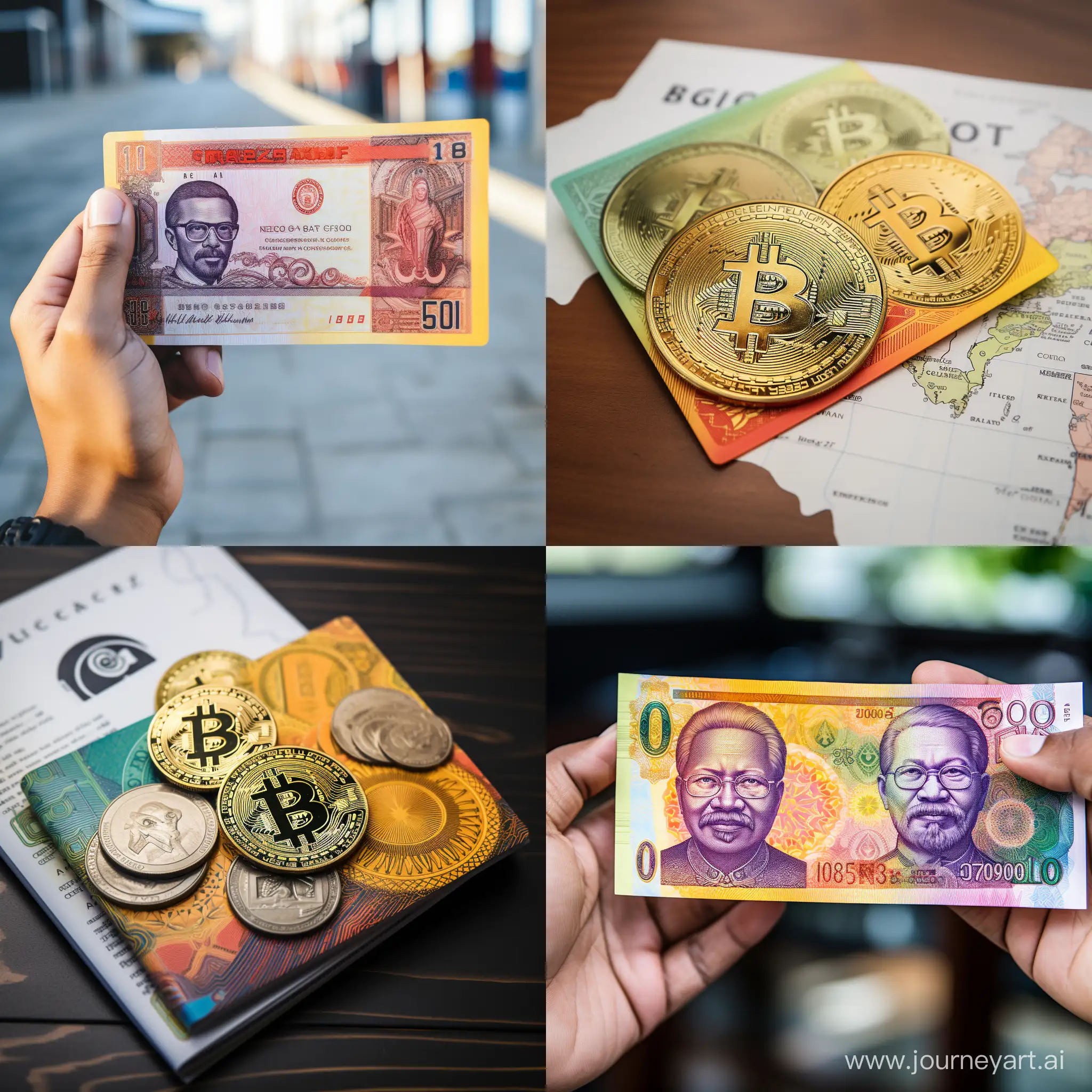 Design a crypto note for the Brics currency that incorporates these features: advanced trackable and immutable anti-counterfeiting measures and verification technology, a distinctive brick red color scheme, integration with smart contracts, environmentally sustainable 
practices, and dynamic denominations
