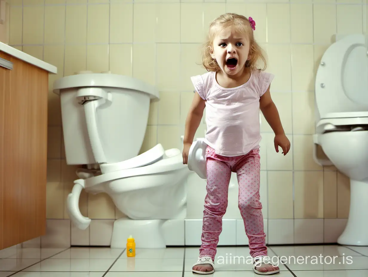 Embarrassed Little Girl Pees in Her Pants | AI Image Generator