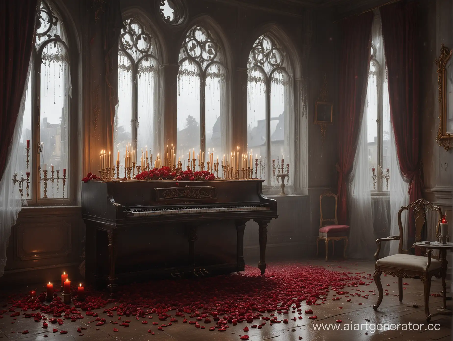 Gothic-Castle-Living-Room-with-Candlelit-Candelabras-and-Gilded-Furniture-Amidst-a-Storm