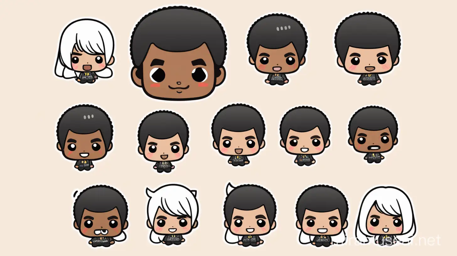 Kawaii Chibi Black Guy Character with a Playful Expression