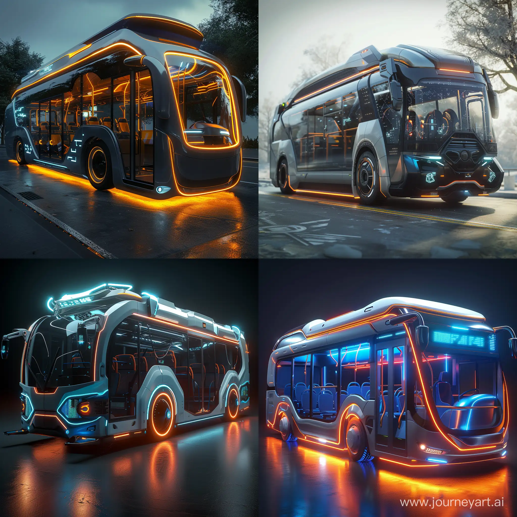Futuristic bus, world of high tech, octane render