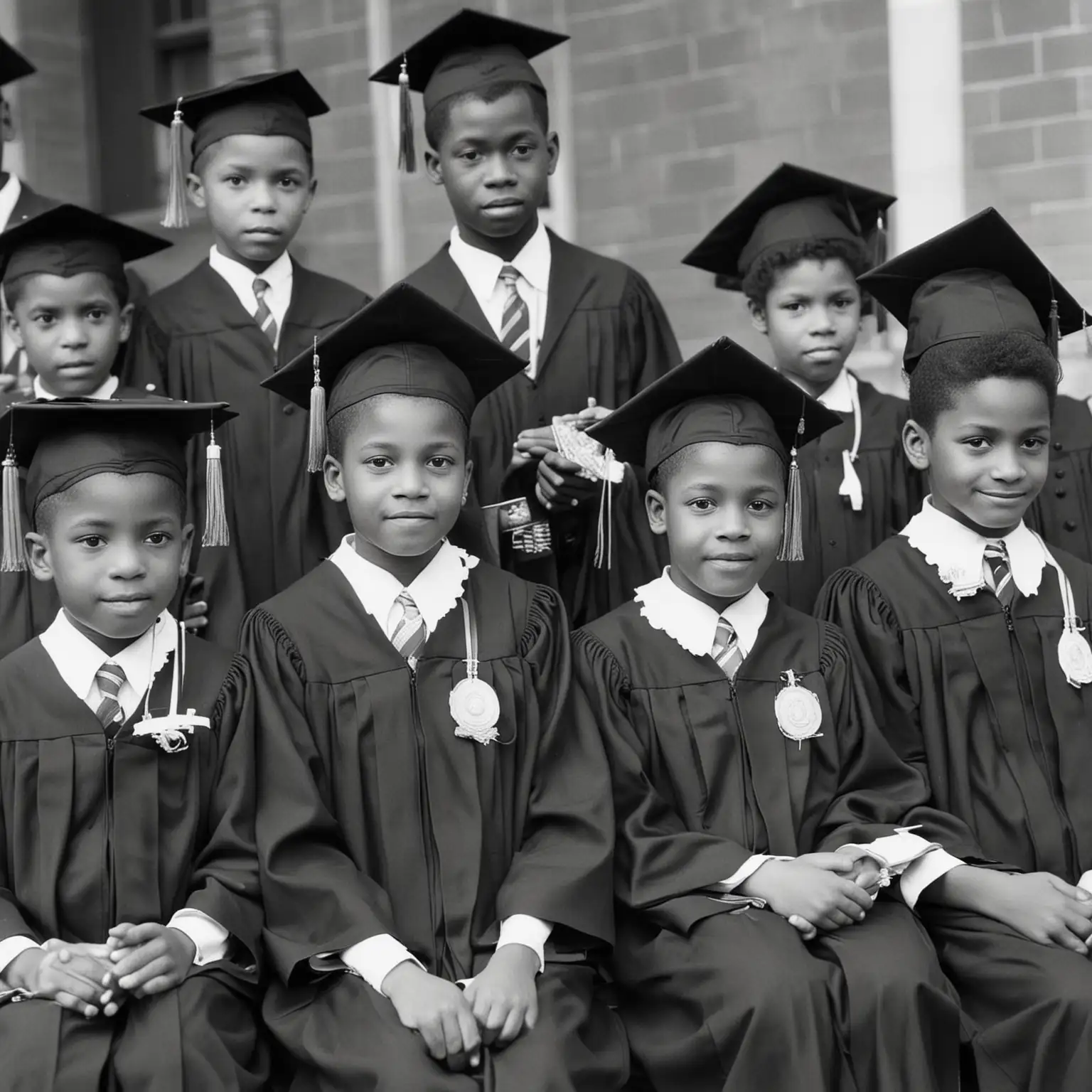 AfricanAmerican Children Celebrating Graduation in 1930s Style