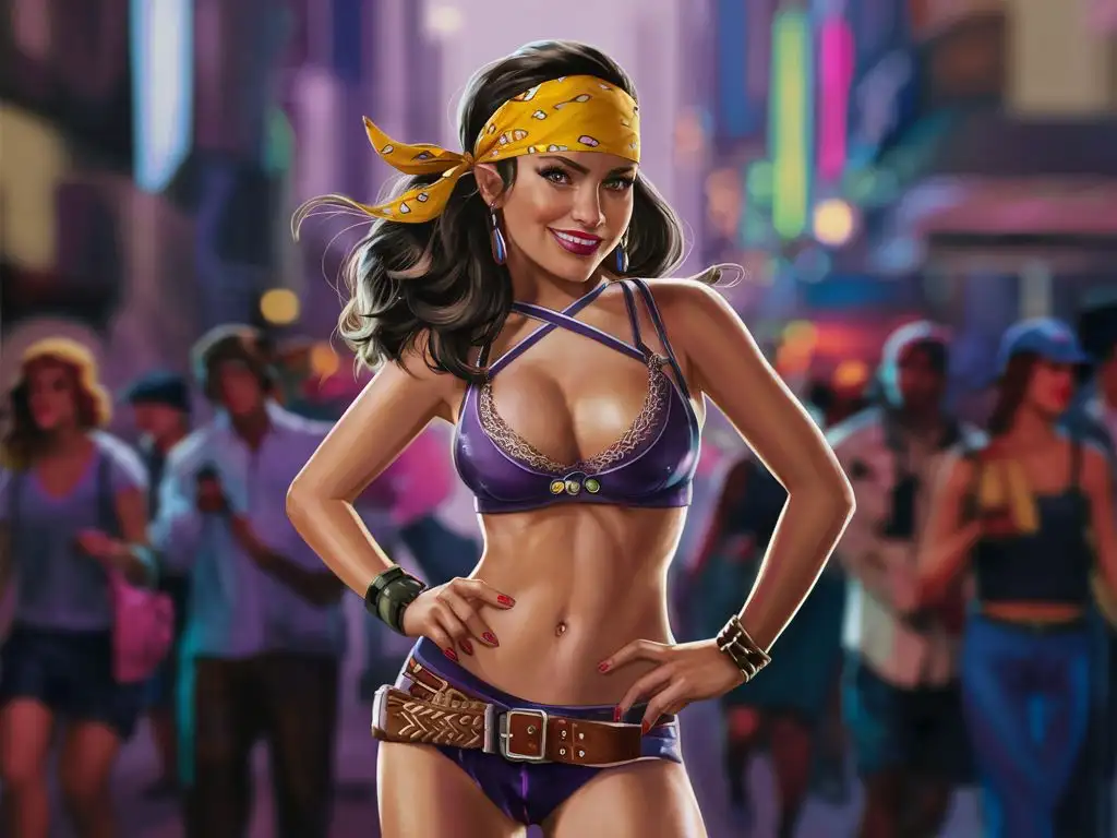 Latino-Sexy-Hot-Girl-with-Yellow-Bandana-in-GTA-Style-Barber-Scene