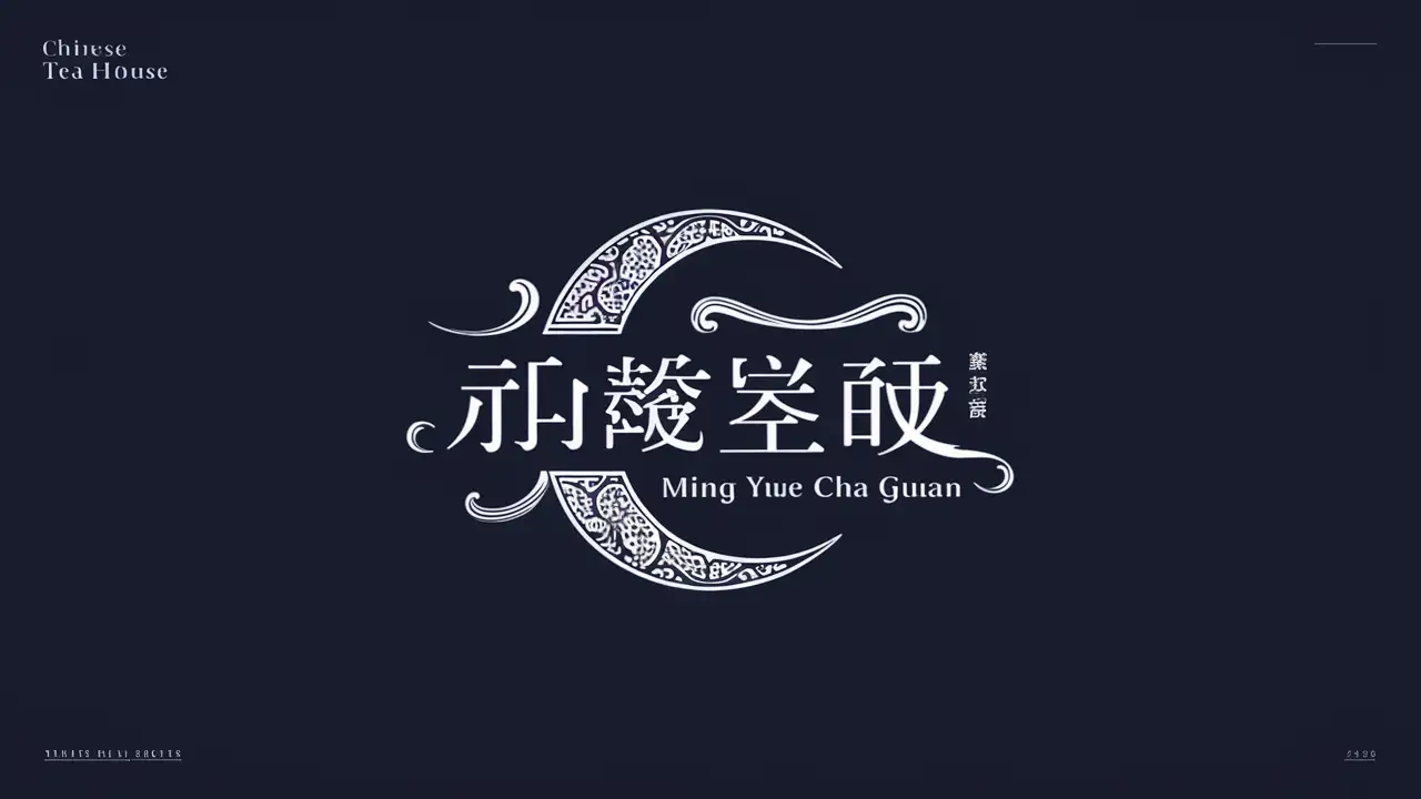 Mingyue Teahouse Chinese Graphic Logo Inspired by Moon Theme