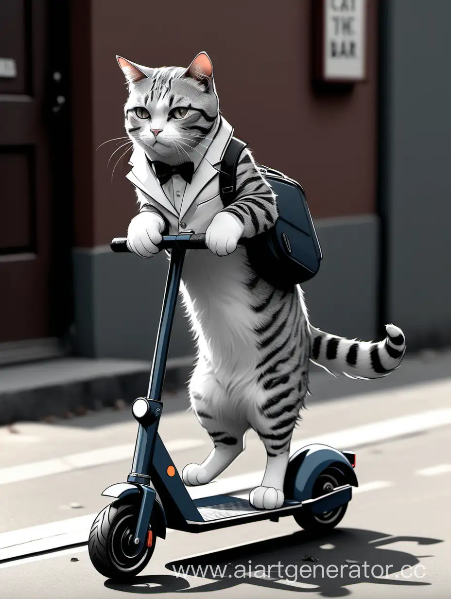 Adventurous-Cat-Commuting-to-the-Bar-on-an-Electric-Scooter
