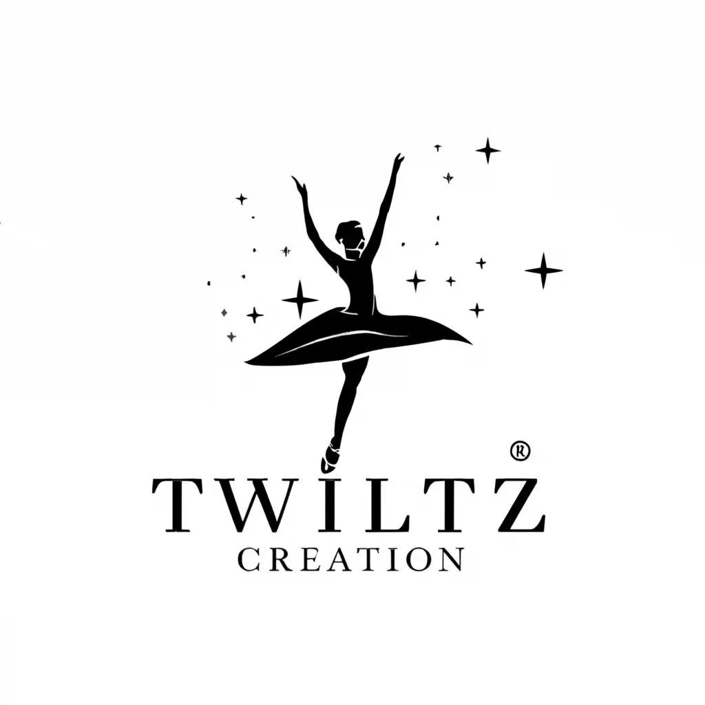a logo design,with the text "Twillt'z Creation", main symbol:ballerina doll,Moderate,be used in Events industry,clear background
