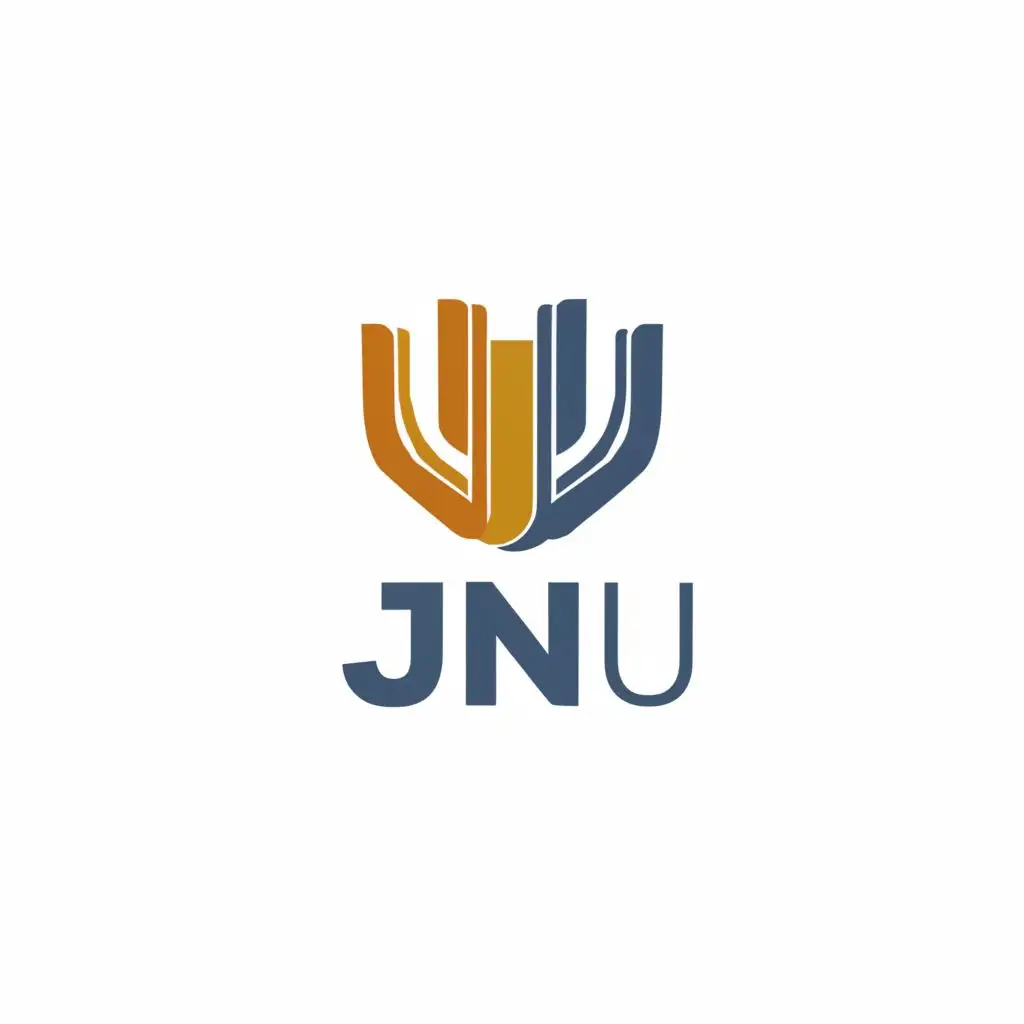 logo, college, with the text "jnu", typography, be used in Education industry