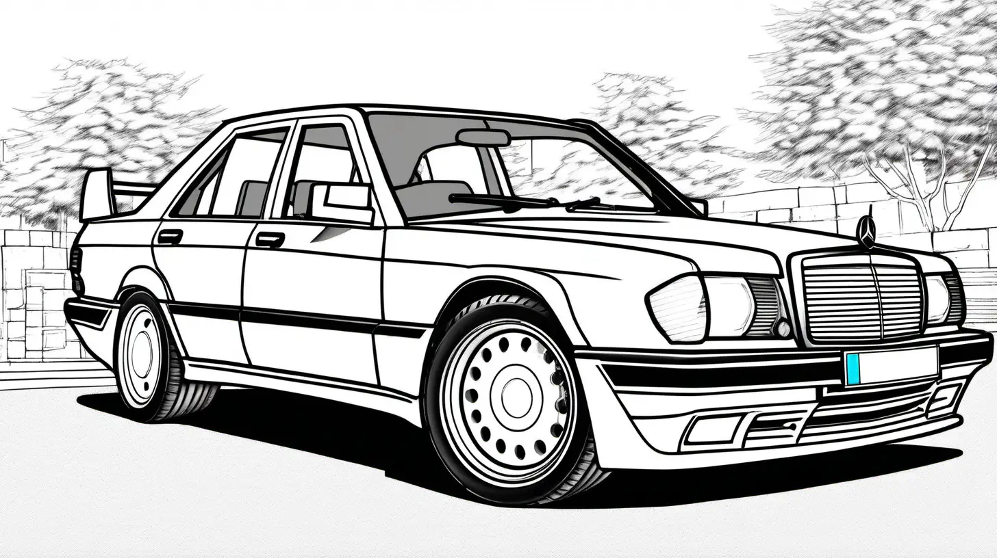 Classic 1990 MercedesBenz 190E Evolution II Coloring Page