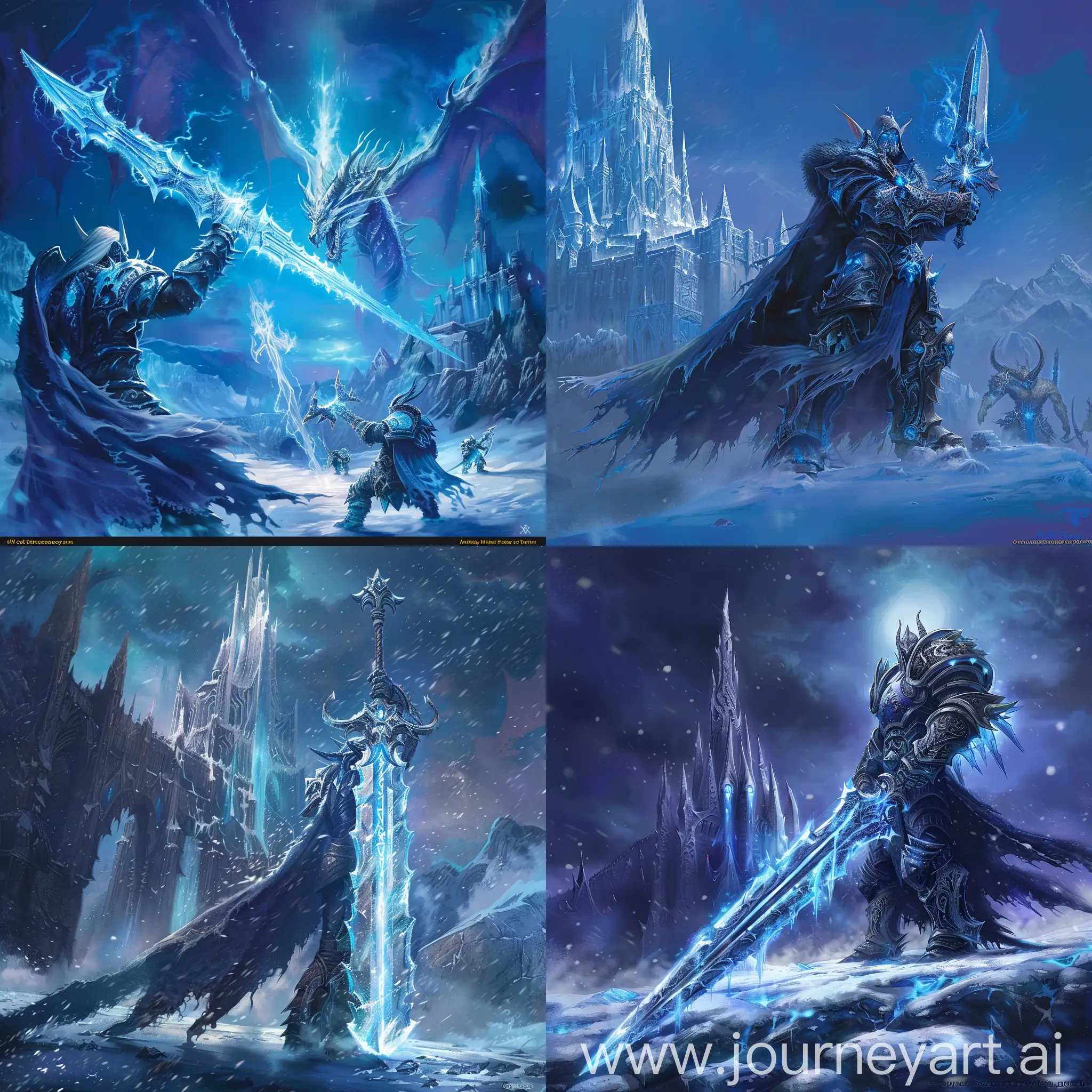 Arthas-Facing-Off-Against-Alliance-and-Horde-Armies-at-Icecrown-Citadel