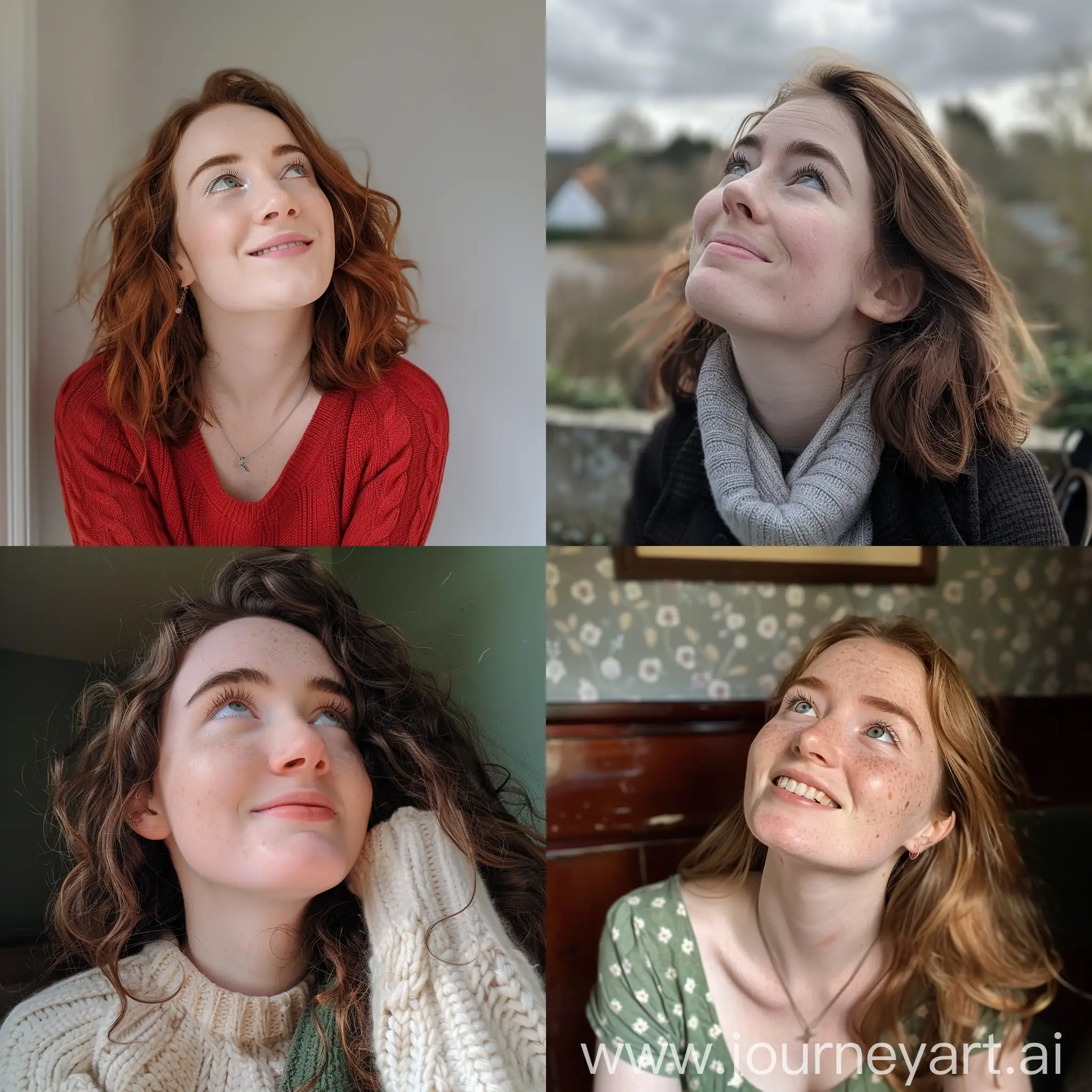 23 year old Irish girl looking up smiling 