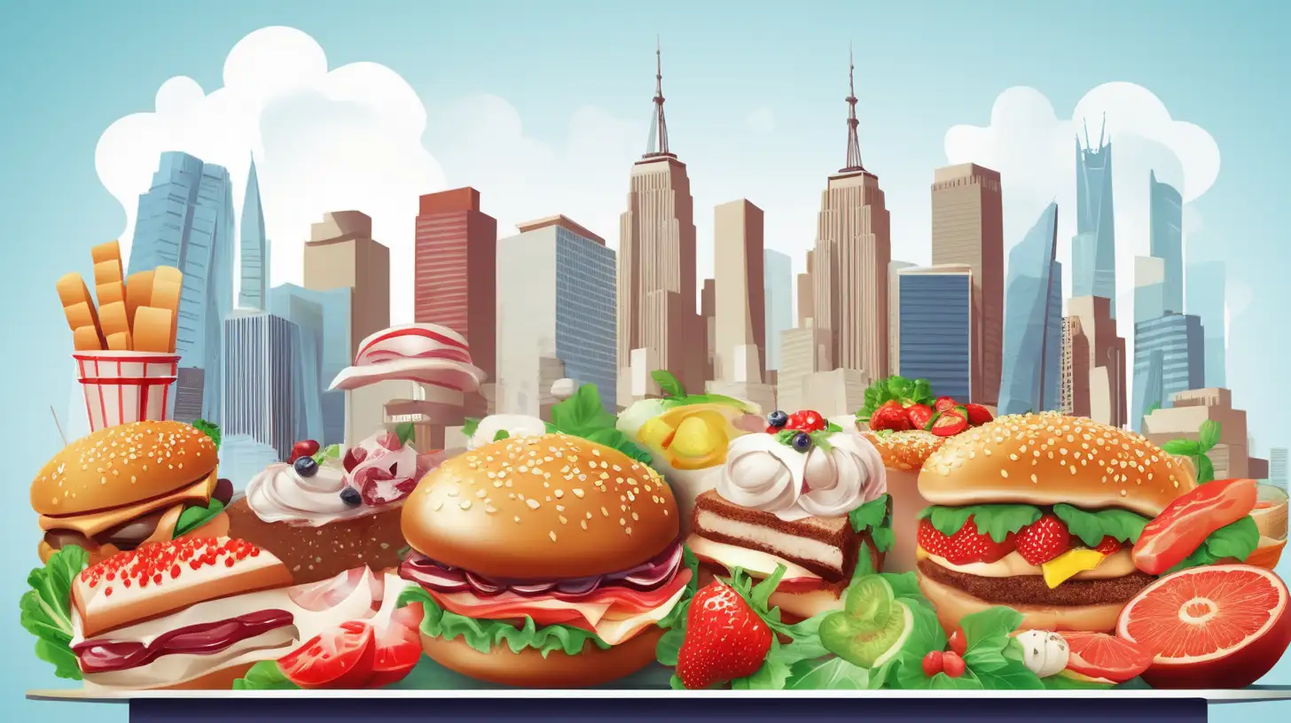 "Delicious Foods" and the City Illustration for banner