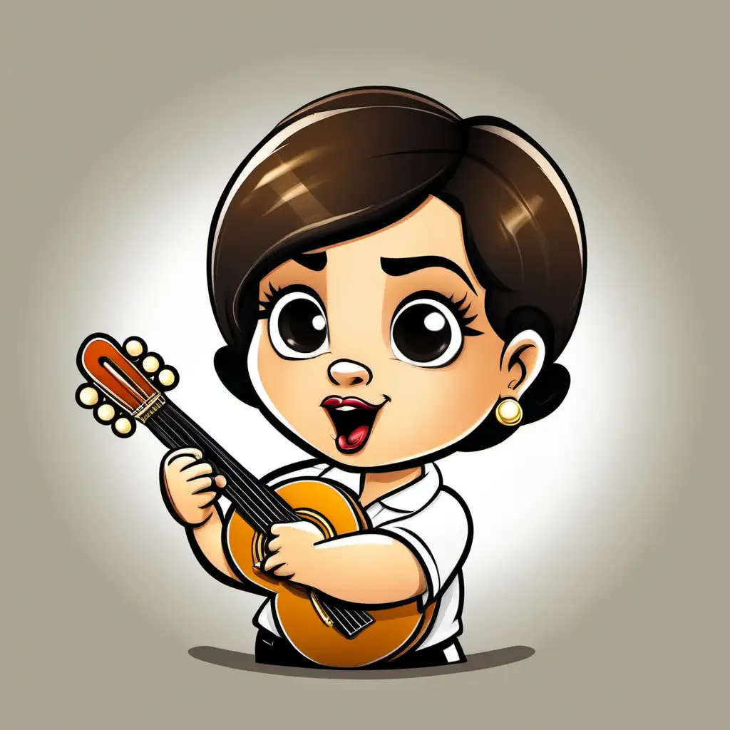 Cheerful Cartoon Character Playing Cuban Clave and Whistling