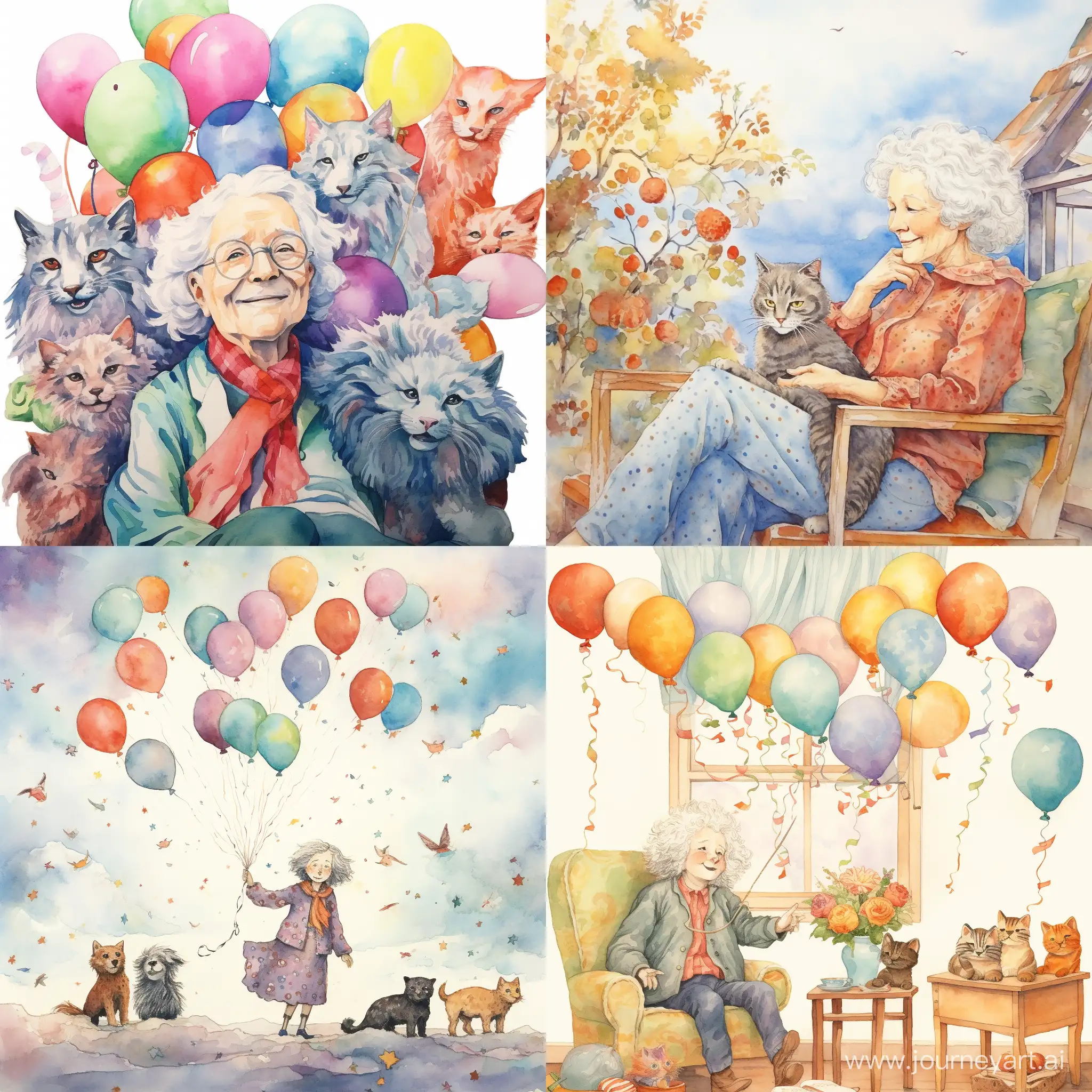 illustration whimsical style watercolor Judith Kerr,