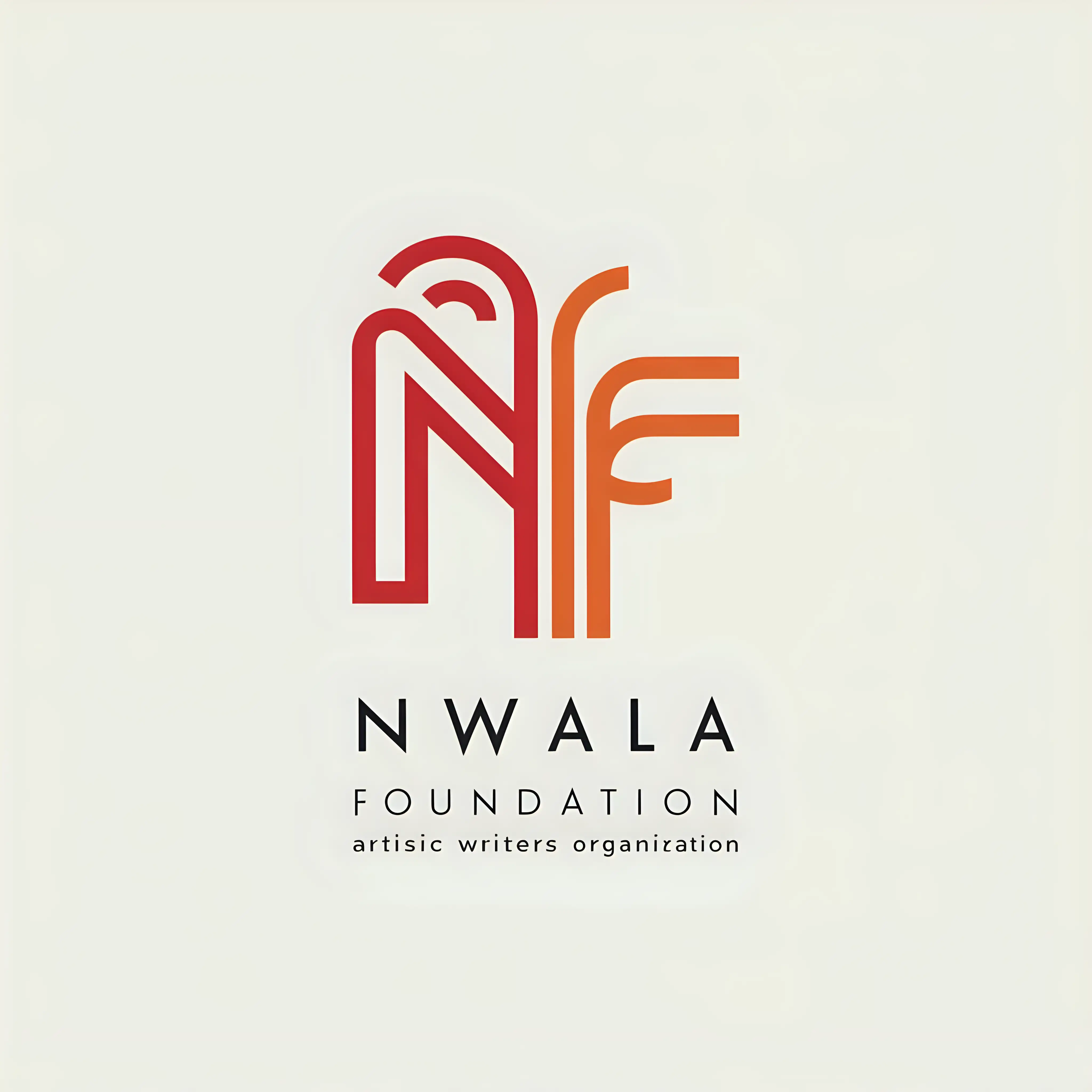 Minimalistic Logo Design for Nwala Foundation Artistic Writers Organization in Red Orange and Grey on White Background