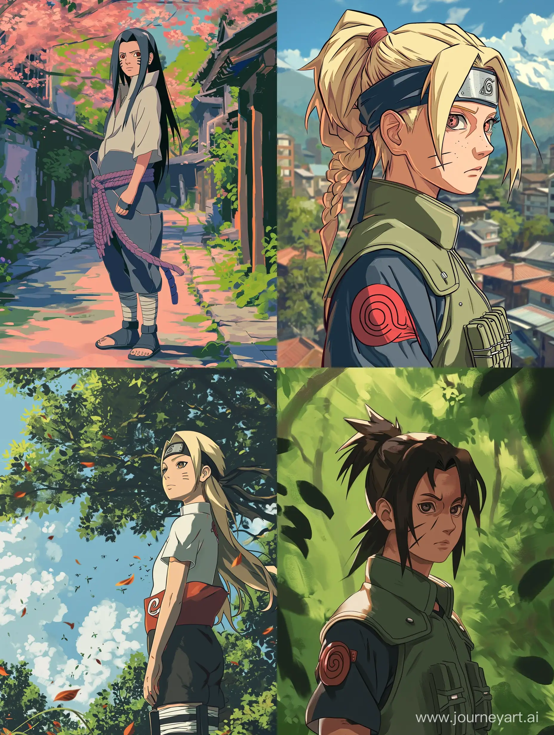A picture of Konoha inspired by Studio Ghibli Art Style