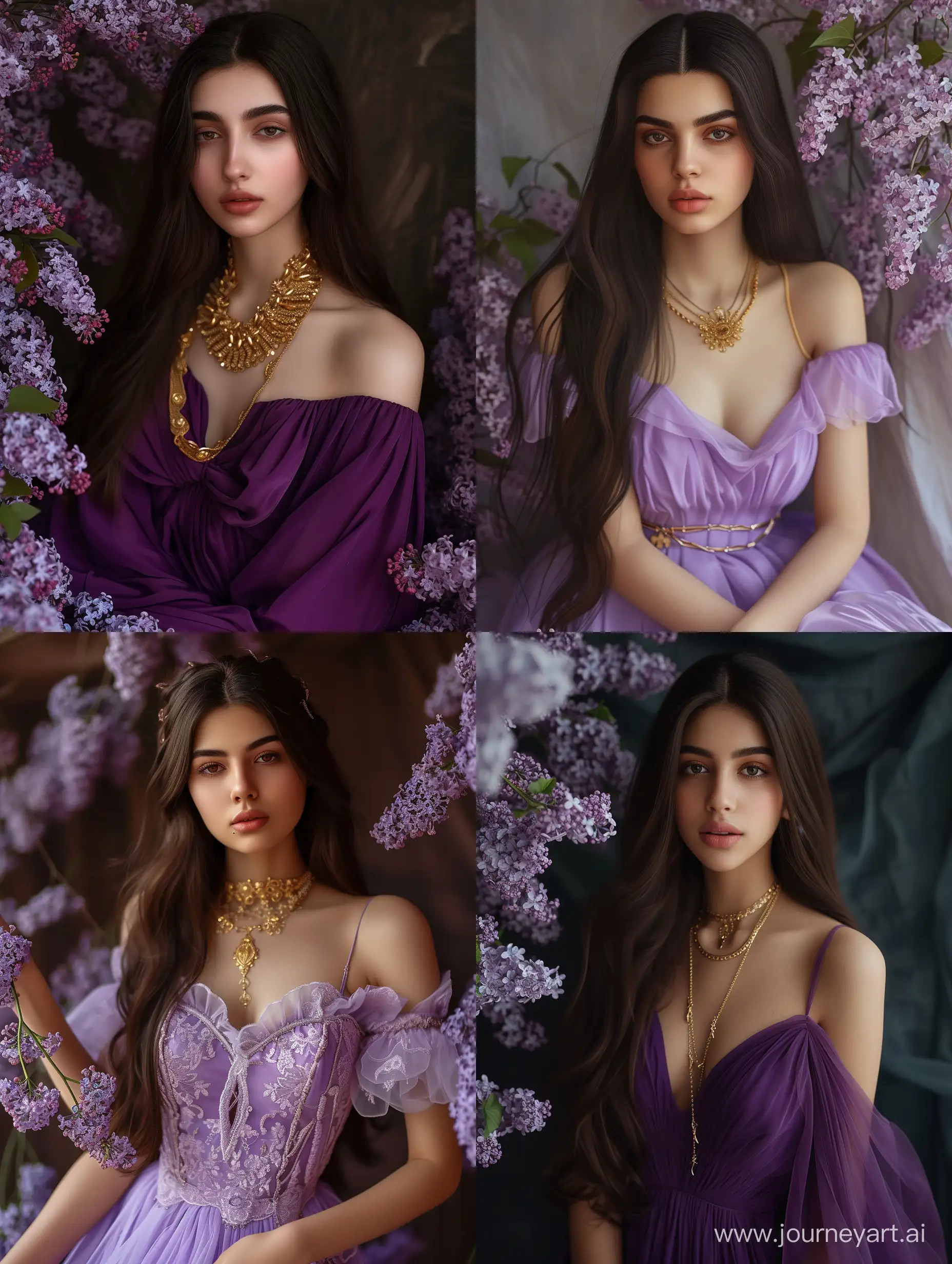 Stunning-Iranian-Girl-in-Purple-Dress-with-Lilac-Flowers